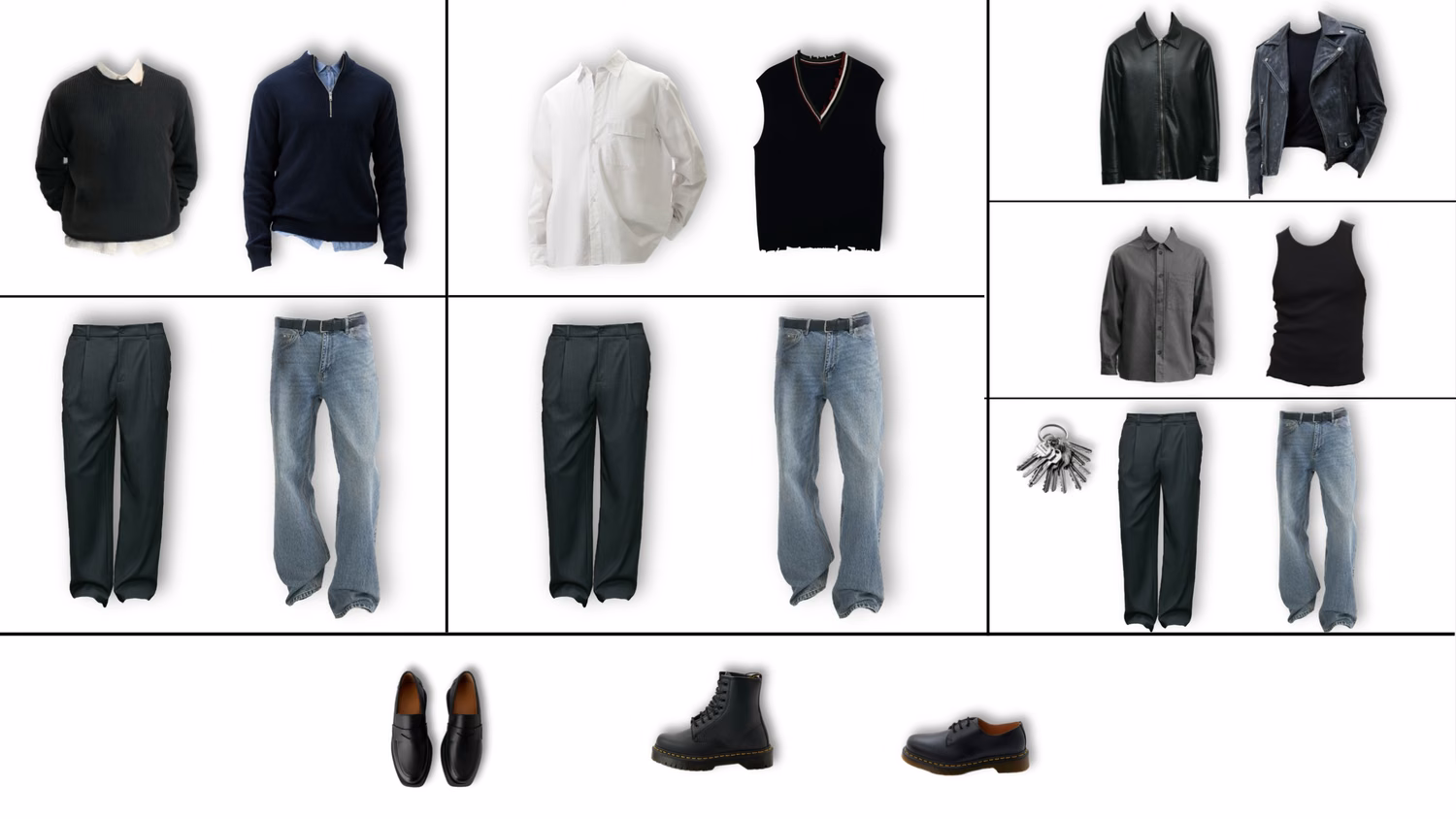 Styling board мужских персонажей клипа