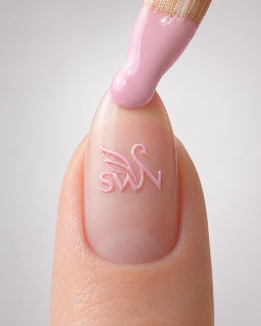 Макро ногтя с рельефным логотипом SWN beauty