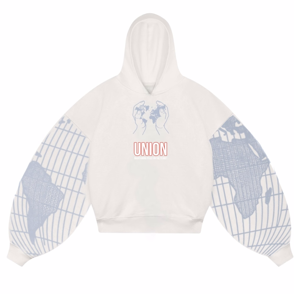 Белый oversized худи UNION из коллекции ВШКИ